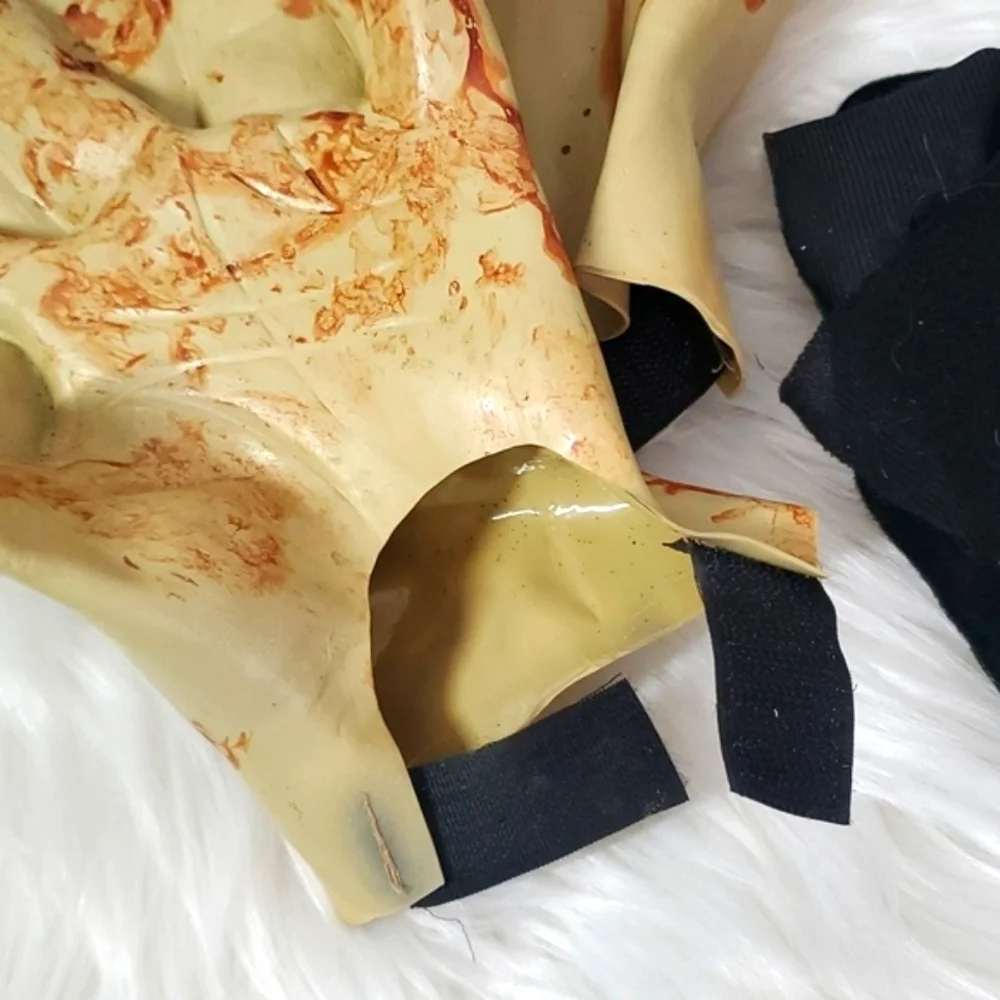 Latex Faceless Whole Head Mask with Gloves - Fabric Cowl Neck Hair Cover Unisex